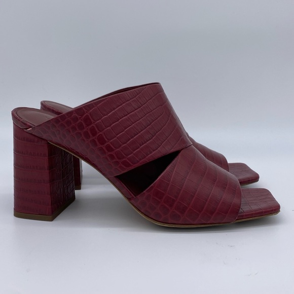 Vince Nelda Cutout Croc Leather Mules in Chianti - Picture 7 of 11